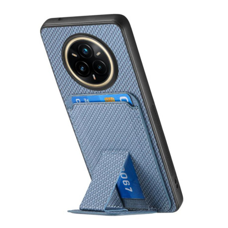 Противоударный чехол Carbon Fiber Card Bag для Realme 14 Pro+ - синий