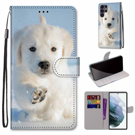 Чохол-книжка Coloured Drawing Cross Samsung Galaxy S22 Ultra 5G - Snow Puppy