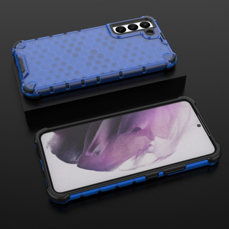 Противоударный чехол Honeycomb with Neck Lanyard для Samsung Galaxy S22 Plus 5G - синий