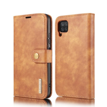 Кожаный чехол-книжка DG.MING Crazy Horse Texture на Samsung Galaxy A12/M12 - коричневый