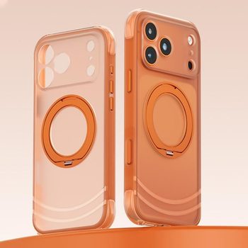 Ударозахисний магнітний чохол QN2 Skin-Friendly AirBag Magnetic з кільцем-тримачем на iPhone 18 Pro — помаранчевий