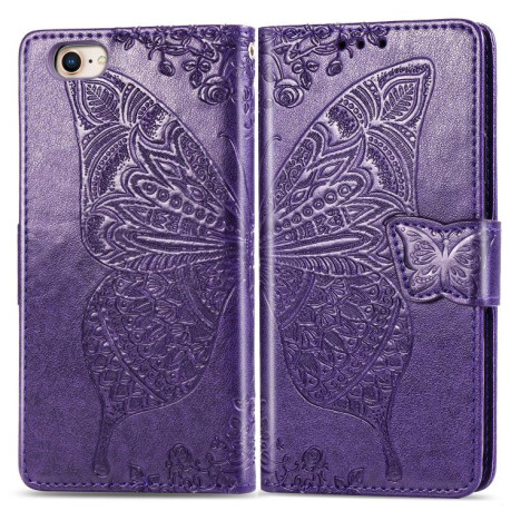 Чохол-книжка Butterfly Love Flower Embossed для iPhone 16e - фіолетовий