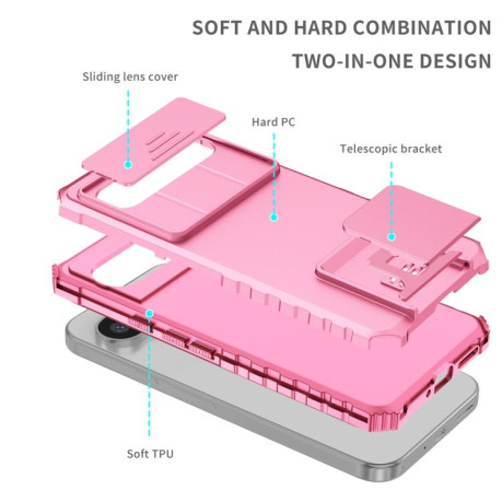 Протиударний чохол Stereoscopic Holder Sliding для Google Pixel 9 Pro XL - рожевий
