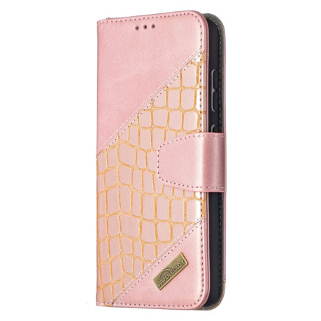 Чехол-книжка Matching Color Crocodile Texture на Samsung Galaxy A52/A52s - розовое золото