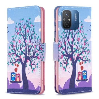Чехол-книжка Colored Drawing Pattern для Xiaomi Redmi Poco C55/Redmi 12C/11A- Owl