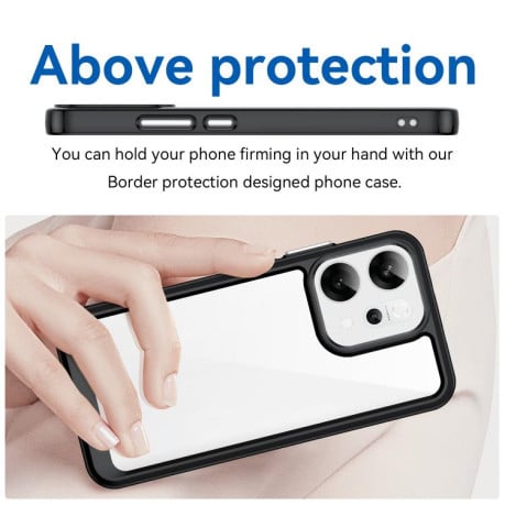 Противоударный чехол Colorful Acrylic Series с цветной силиконовой боковиной на OPPO Reno14 Global - черное