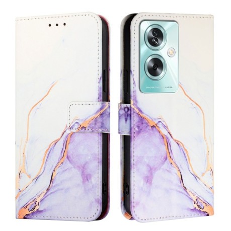 Чехол-книжка PT003 Marble Pattern на OnePlus Nord N30 SE 5G - бело-фиолетовый