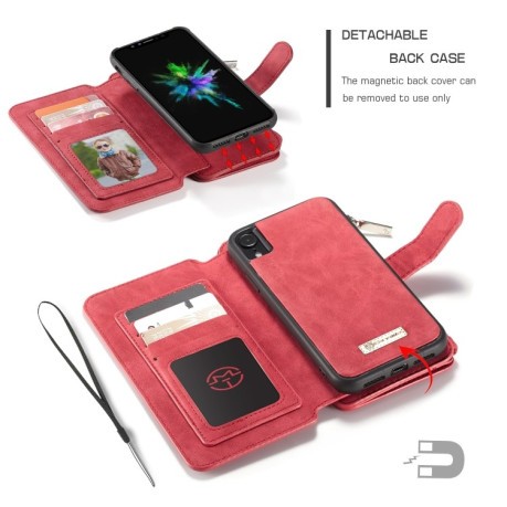 Шкіряний чохол-гаманець CaseMe Wallet для iPhone XR - червоний