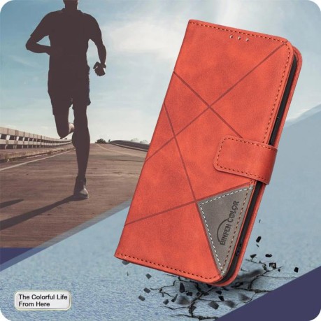 Чехол-книжка Rhombus Texture для Motorola Edge 60 Fusion - коричневый