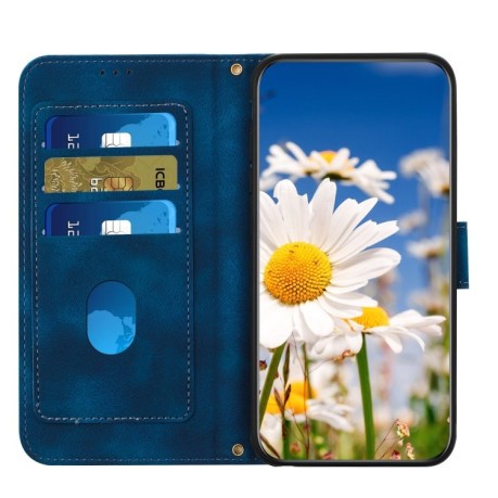 Чехол-книжка Floral Pattern Leather для Google Pixel 9a - синий