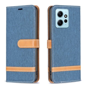 Чехол-книжка Color Matching Denim Texture на Xiaomi Redmi Note 12 4G - темно-синий