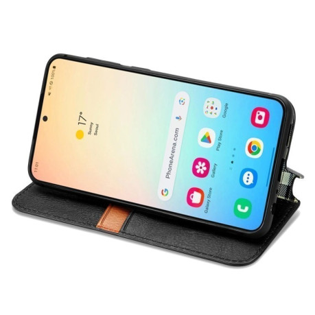 Чехол-книжка Cubic Grid для Samsung Galaxy S25+ 5G - черный
