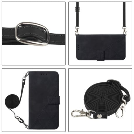 Чохол-книжка Crossbody 3D Embossed Flip Leather на Xiaomi 14T Pro - чорний