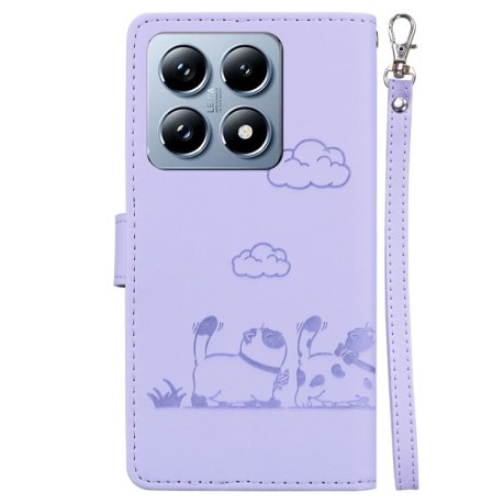 Чохол-книжка Cute Cats RFID Leather для Xiaomi 14T Pro - фіолетовий