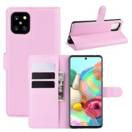 Чохол-книжка Litchi Texture Samsung Galaxy A81 / M60S / Note 10 Lite -рожевий