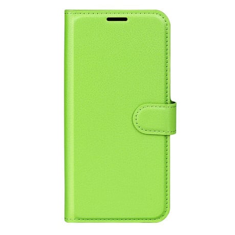 Чехол-книжка с фактурой Litchi и магнитным хлястиком на Xiaomi Redmi Note 15 4G / 5G /Poco M8164mm — зелёный