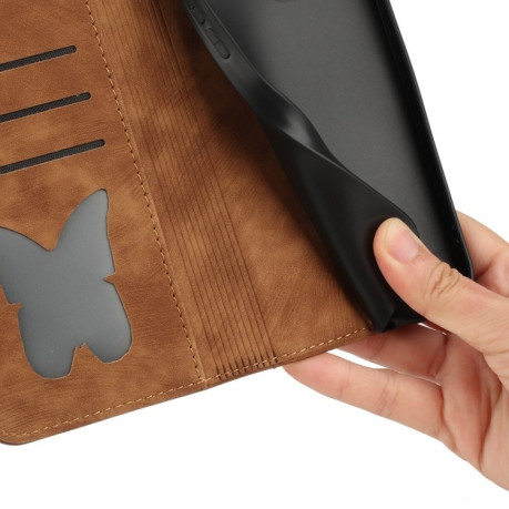 Чехол-книжка Cat Embossing Pattern на Samsung Galaxy A35 - коричневый