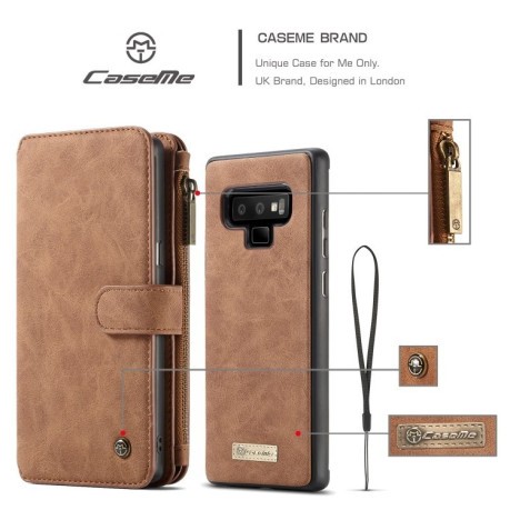 Кожаный чехол- кошелек CaseMe на Samsung Galaxy Note 9 Crazy Horse Texcture-коричневый
