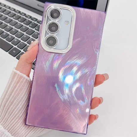 Противоударный чехол Plating Glitter Texture TPU with Lens Film для Samsung Galaxy A36 5G - Purple Feather Yarn