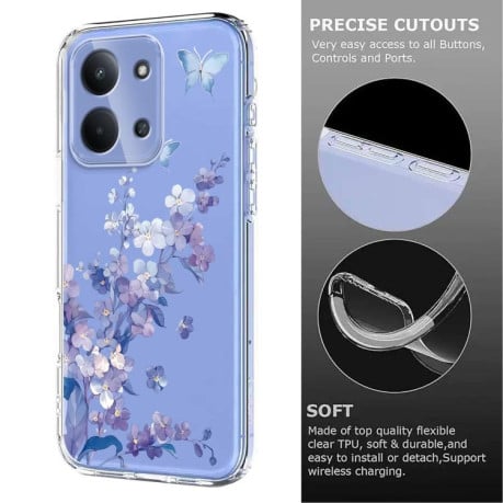 Чехол Flower Pattern Painted на Xiaomi Redmi 15C 5G / 4G EU 173mm - фиолетовый