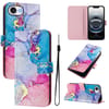 Чехол-книжка Colored Drawing Pattern для iPhone 17e/16e - разноцветный