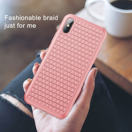 Ультратонкий силиконовый чехол Baseus Weave Style на iPhone XS Max-розовый