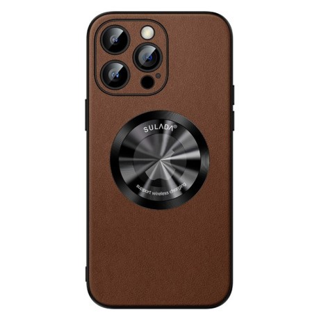 Кожаный чехол SULADA Microfiber Leather MagSafe Magnetic на iPhone 15 Pro Max - коричневый