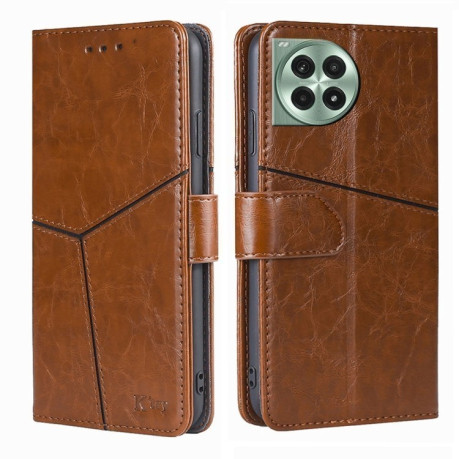 Чохол-книжка Geometric Stitching для OnePlus Ace 3 Pro 5G - коричневий