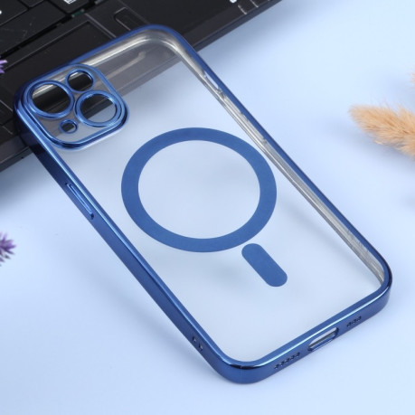 Протиударний чохол MagSafe Electroplating Straight для iPhone 14 Plus - темно-синій