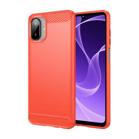 Противоударный чехол Brushed Texture Carbon Fiber на Samsung Galaxy A07 4G - красный