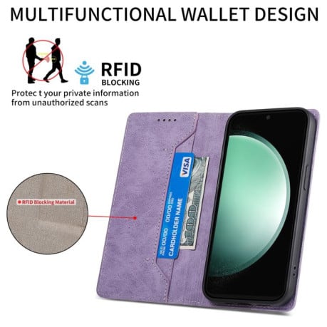 Чохол-книжка Business Solid Color із захистом від сканування RFID на Samsung Galaxy S25 FE 5G - фіолетовий