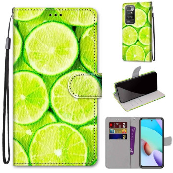 Чехол-книжка Coloured Drawing Cross для Xiaomi Redmi 10 - Green Lemon
