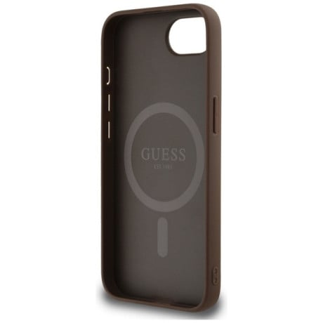 Оригинальный чехол Guess 4G Circle Classic MagSafe для iPhone 16e - Brown