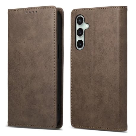 Чохол-книжка Business Solid Color із захистом від сканування RFID на Samsung Galaxy S25 FE 5G - коричневий