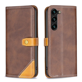 Чехол-книжка Matching Double Sewing для Samsung Galaxy S23+Plus 5G - коричневый