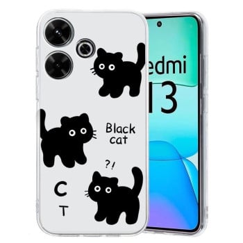 Чехол Colored Drawing Pattern Transparent TPU для Xiaomi Redmi 13 4G - Cat