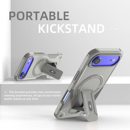 Противоударный чехол Armor Magsafe Holder PC Hybrid TPU для iPhone Air - серый