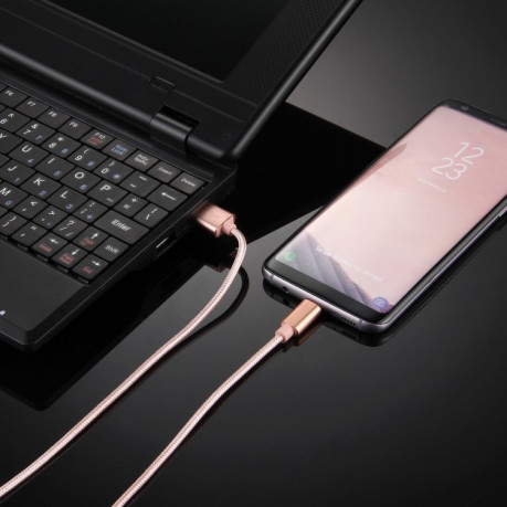 Зарядный кабель Knit Texture USB для USB-C / Type-C Cable Length: 2m, 3A Output - розовое золото