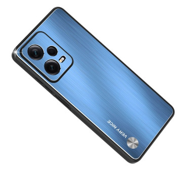 Противоударный чехол Metal Brushed Texture на Xiaomi Redmi Note 12 Pro - синий