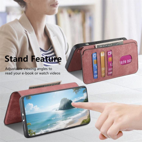 Чохол-книжка CaseNeo MagSafe RFID Anti-theft Retro Leather на OPPO Reno15 F 5G — рожевий