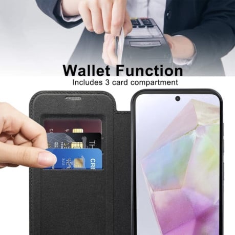 Ударозахисний чохол MagSafe Magnetic RFID Anti-theft Leather для Samsung Galaxy A35 5G - чорний