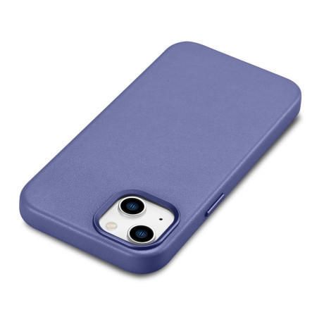 Кожаный чехол iCarer Genuine Leather (MagSafe) для iPhone 14/13 - фиолетовый