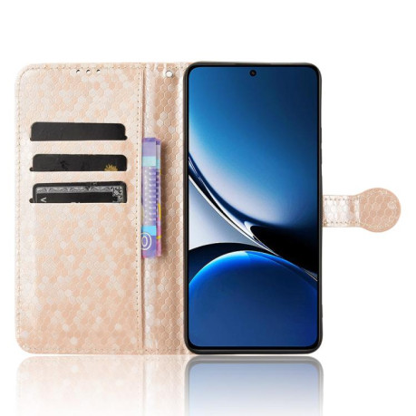 Чехол-книжка Honeycomb Dot для Xiaomi Poco X7 Pro 5G - золотой