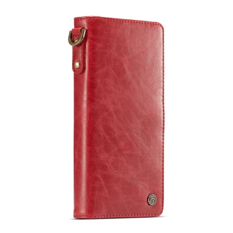 Кожаный чехол-книжка CaseMe Qin Series Wrist Strap Wallet Style со встроенным магнитом на Samsung Galaxy S10 Plus- красный