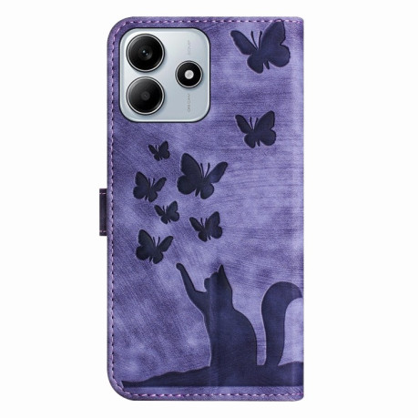 Чохол-книжка Cat Embossing Pattern на Xiaomi Redmi Note 14 5G/Poco M7 Pro 5G - фіолетовий