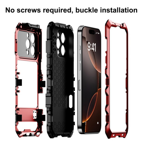 Противоударный чехол R-JUST Life Waterproof для iPhone 16 Pro Max - красный