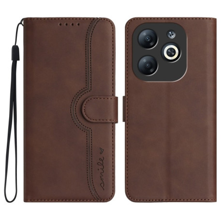 Чехол-книжка Skin Feel Heart Amile для Infinix Smart 8 - коричневый