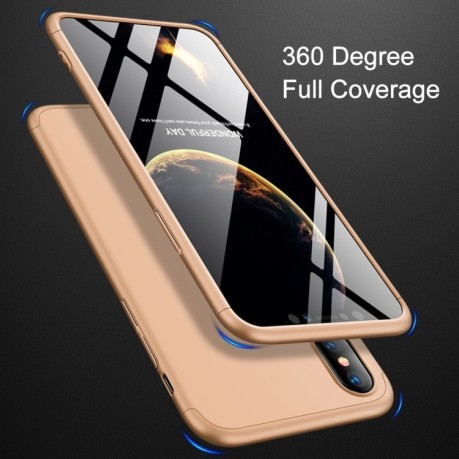 Чехол GKK Three Stage Splicing Full Coverage Case на iPhone XS Max-золотой