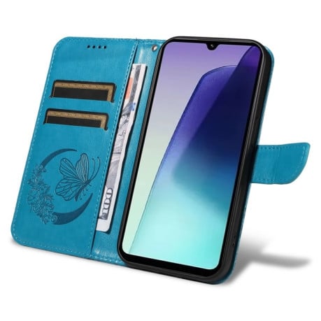 Чохол-книжка Swallowtail Butterfly Embossed Leather для Xiaomi Redmi 14C 4G/Poco C75/Redmi A4 5G - синій