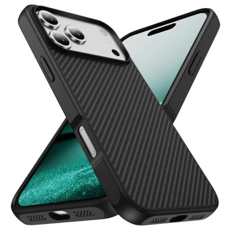 Ударозащитный чехол Carbon Fiber Texture Skin-feel Acrylic на iPhone 17 Pro Max - черный